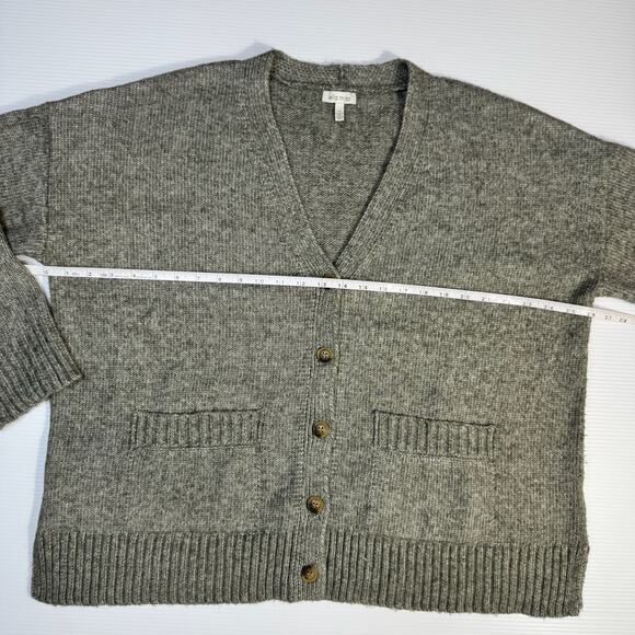 Ella Moss Cardigan Sweater Large Olive Green Minimalist Cozy Casual Layering - Picture 4 of 16